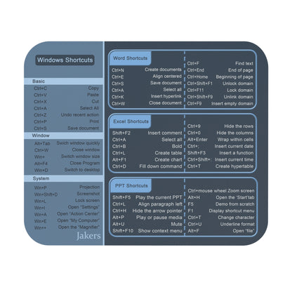 Cheat Sheet Mouse Pad, Windows Shortcuts