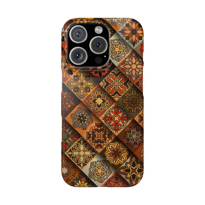 Aztec Geometric Slim Case, Boho Orange