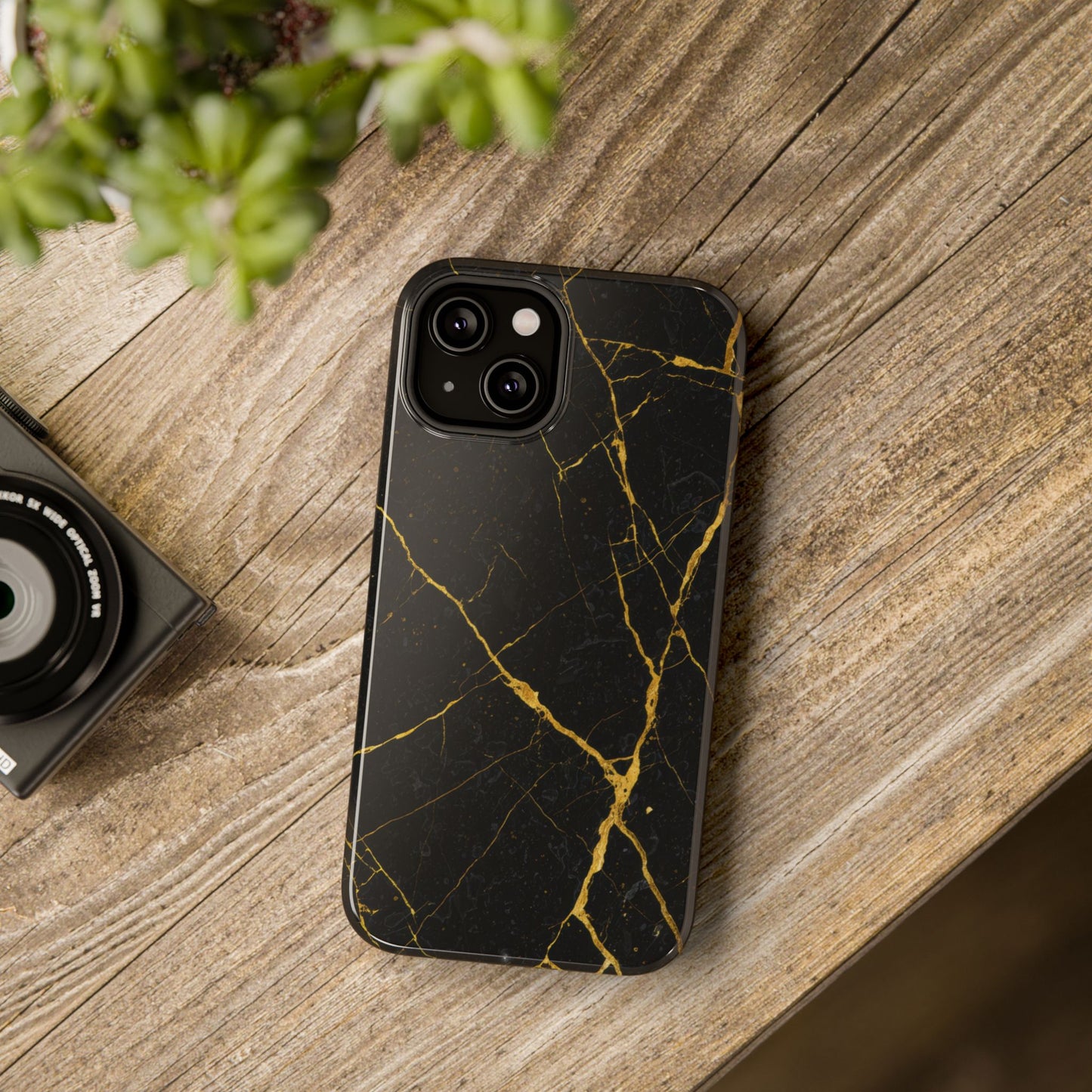 Luxury Black Marble Impact-Resistant iPhone