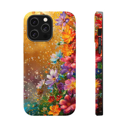 Vibrant Floral Magnetic Phone Case, Artistic Phone Cover