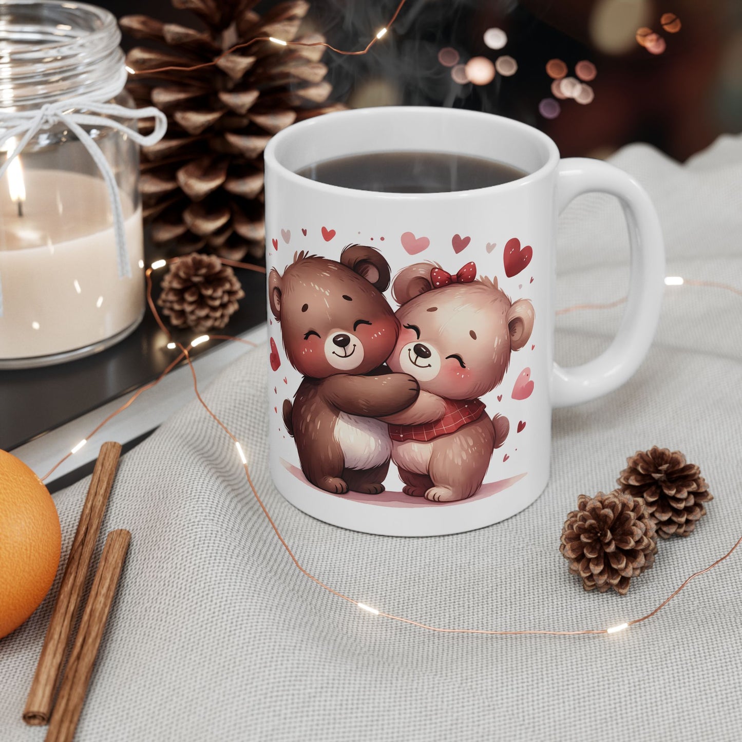 Cute Bear Love Ceramic Mug - Adorable 11oz & 15oz Heart Design