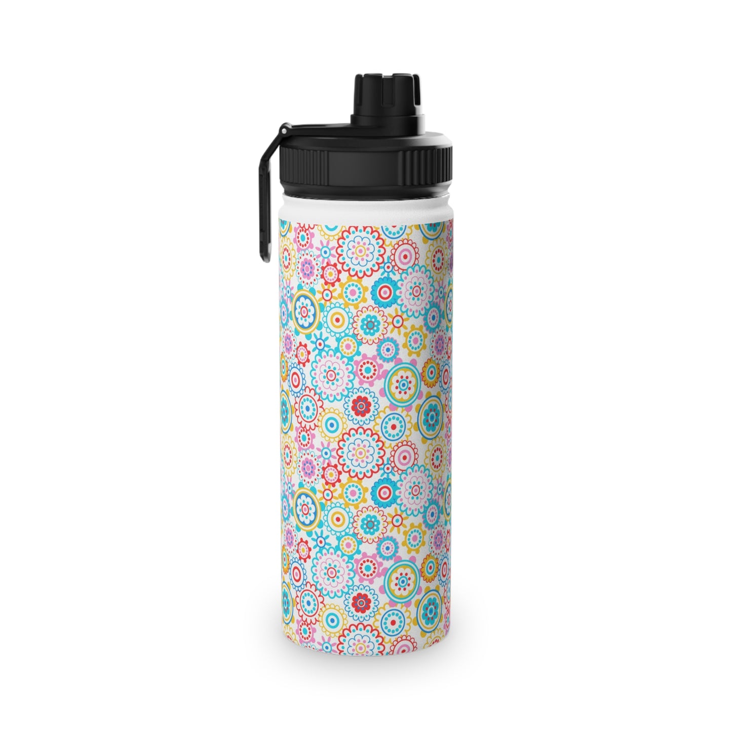 Flower Pop Stainless Steel Water Bottle, Sports Lid