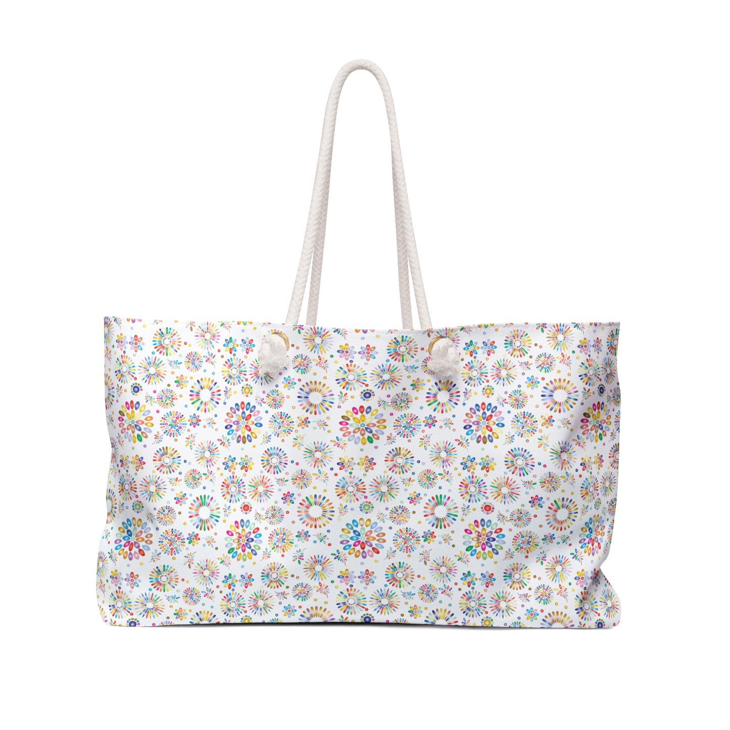 Vibrant Vibes: Happy Color Weekender Bag / White