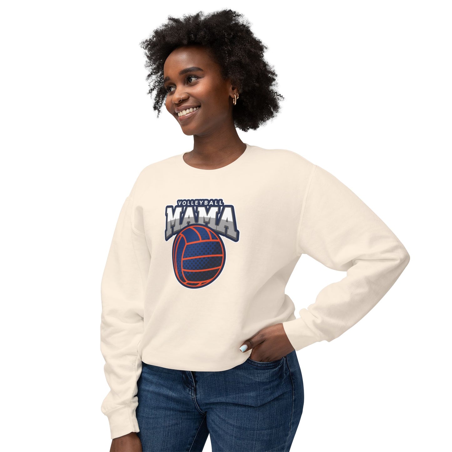 Volleyball Mama Unisex Lightweight Crewneck Sweatshirt