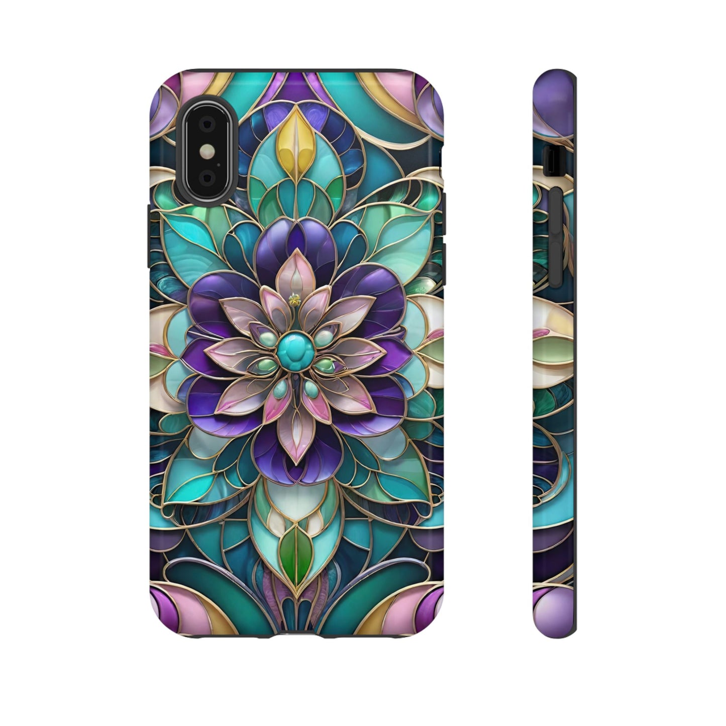 Floral Stained Glass Tough Phone Case -Stylish Protection for Your Device