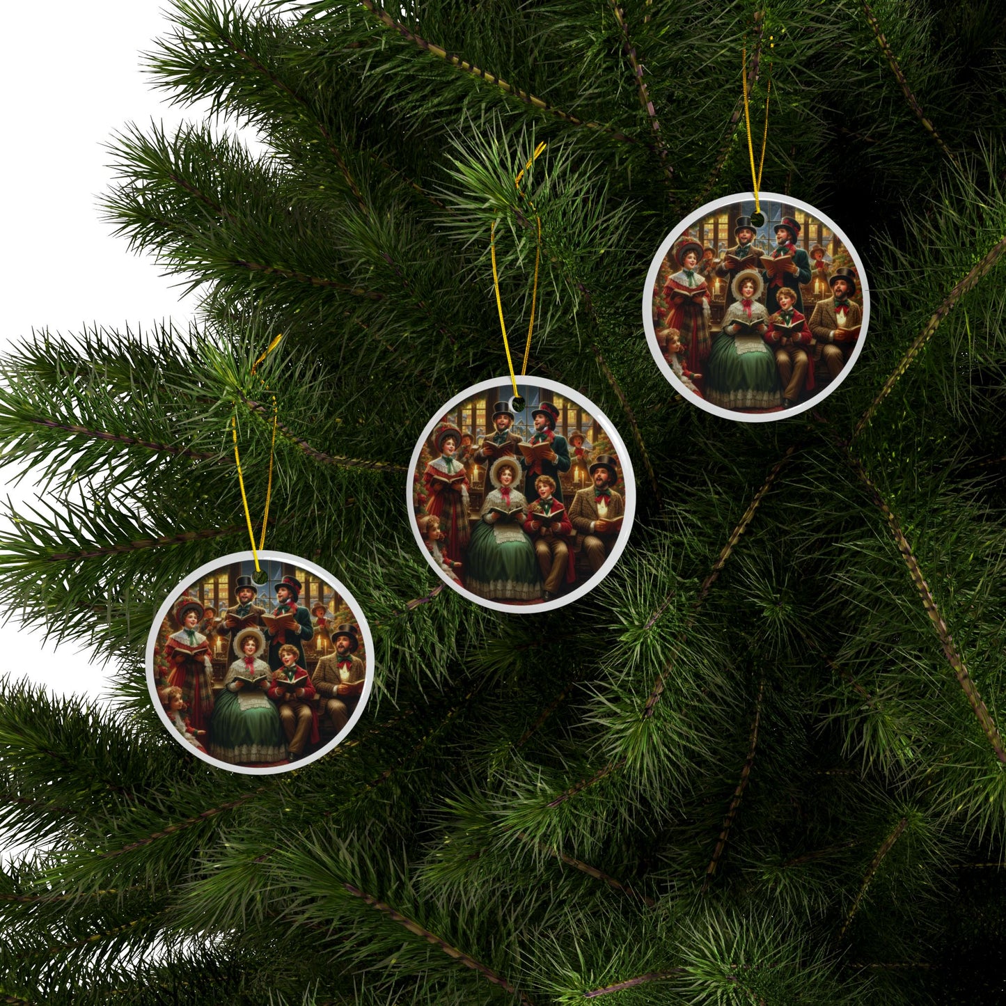 Melodies of Christmas Cheer Christmas Ceramic Ornaments, 2-Side Print, (1pc, 3pcs, 5pcs, 10pcs)