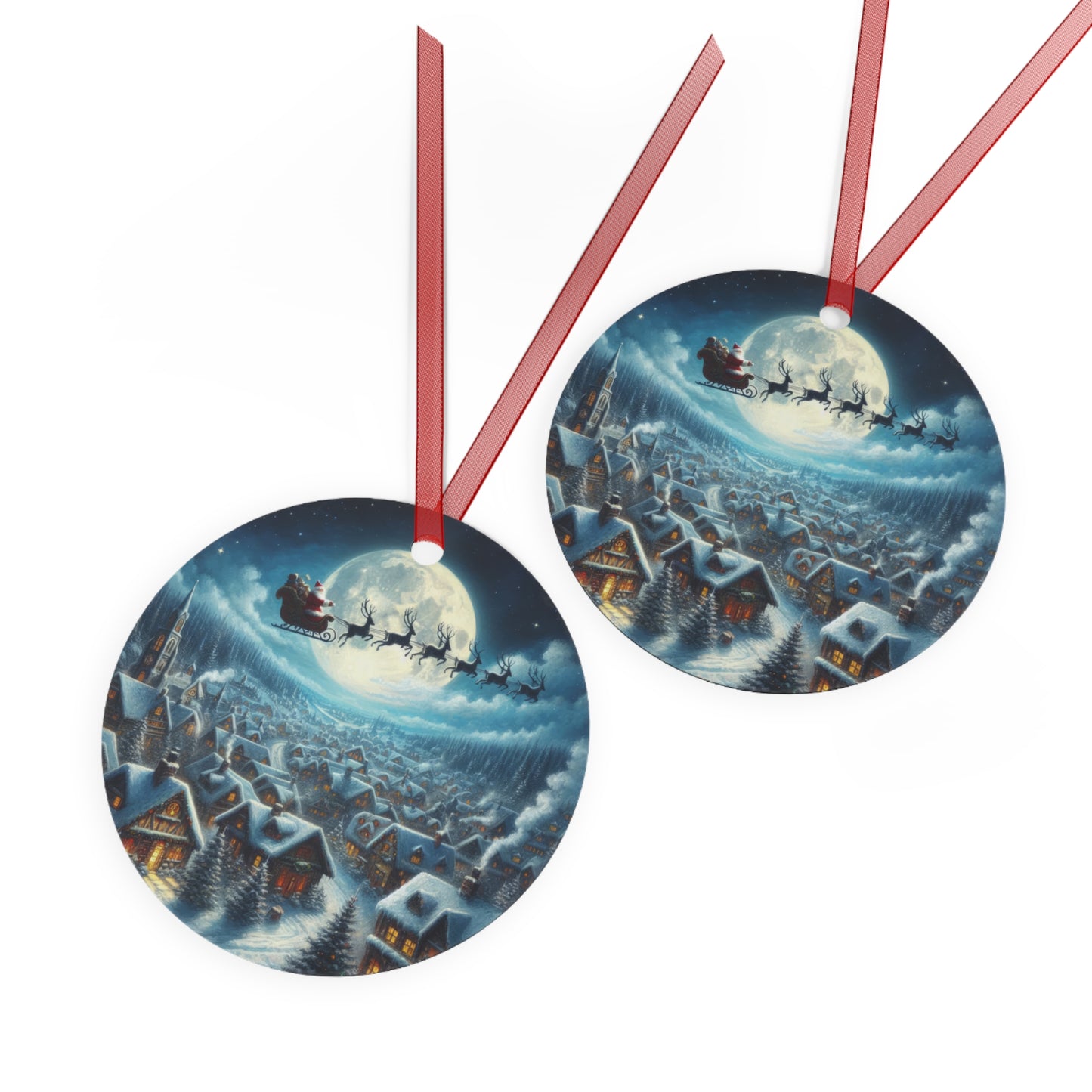 Santa Claus Is Back In Town Metal Ornaments, 2-Side Print