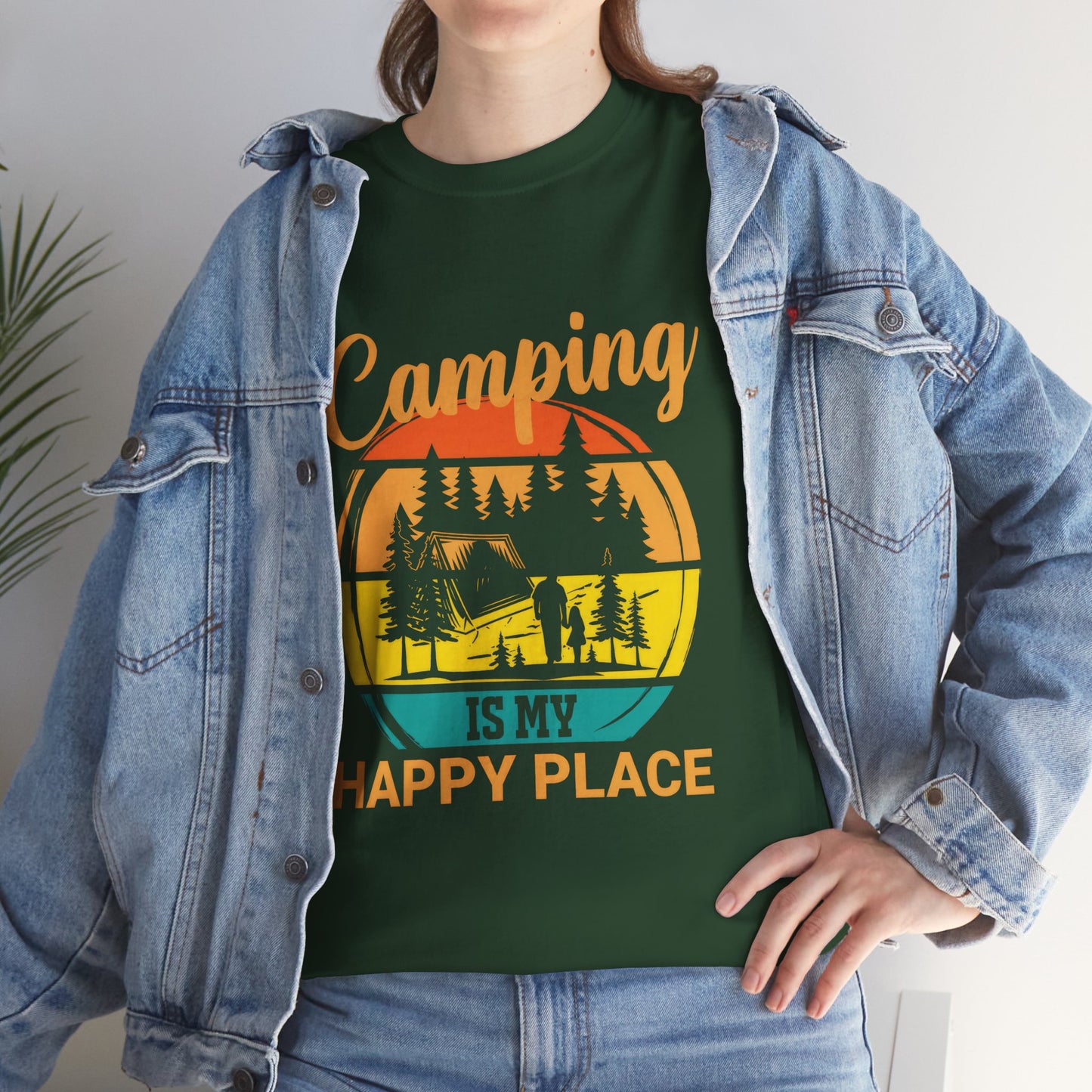 Camping Is My Happy Place Unisex Heavy Cotton Tee
