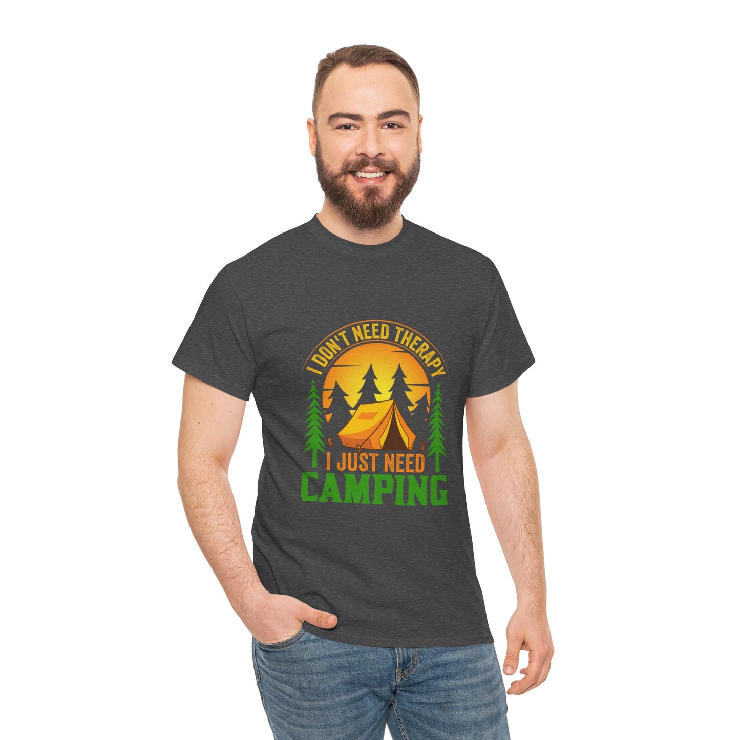 Camping Therapy Unisex Heavy Cotton Tee - Perfect for Outdoor Enthusiasts