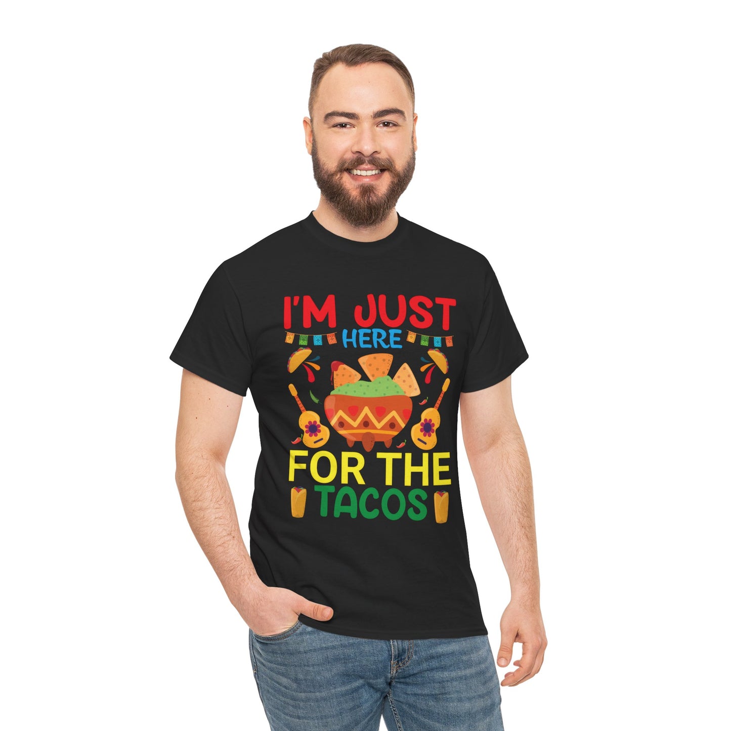 Funny Taco Lovers Unisex Heavy Cotton Tee - "I'm Just Here For The Tacos"