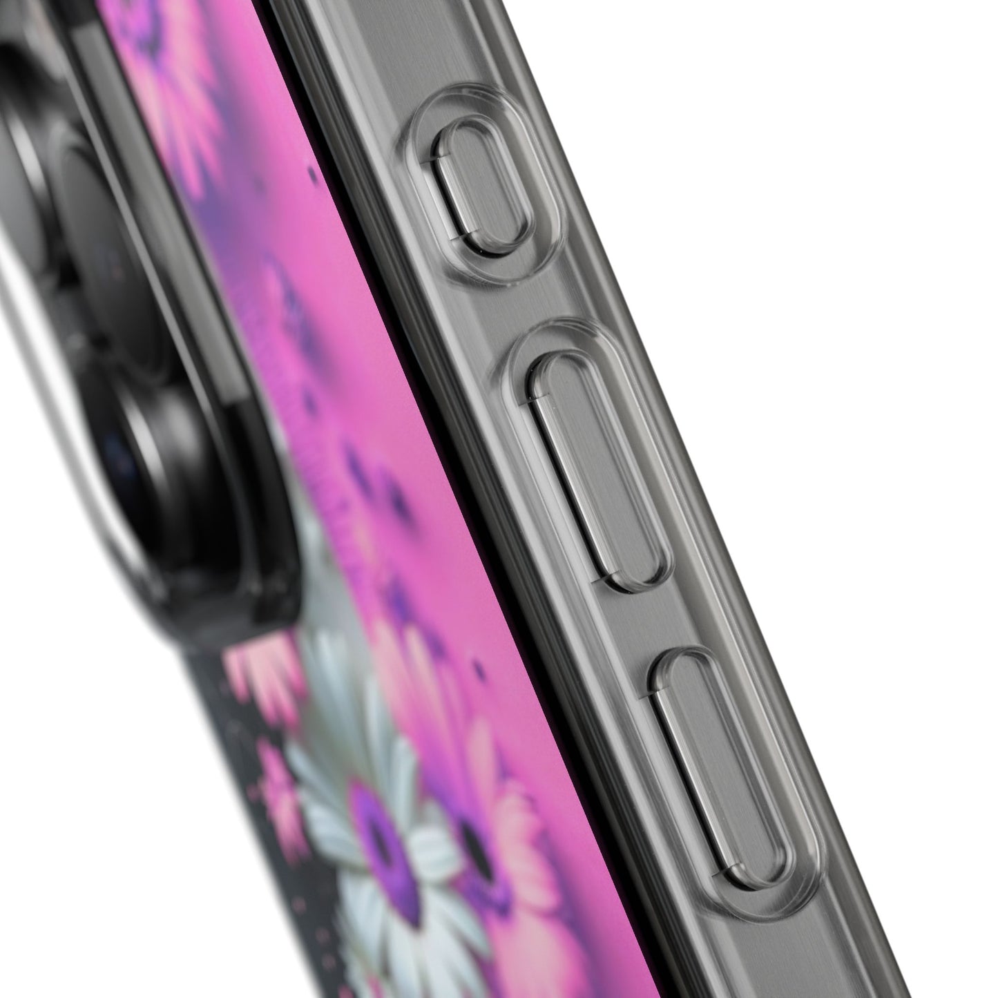 Floral Clear Phone Case – Pink Flower Design