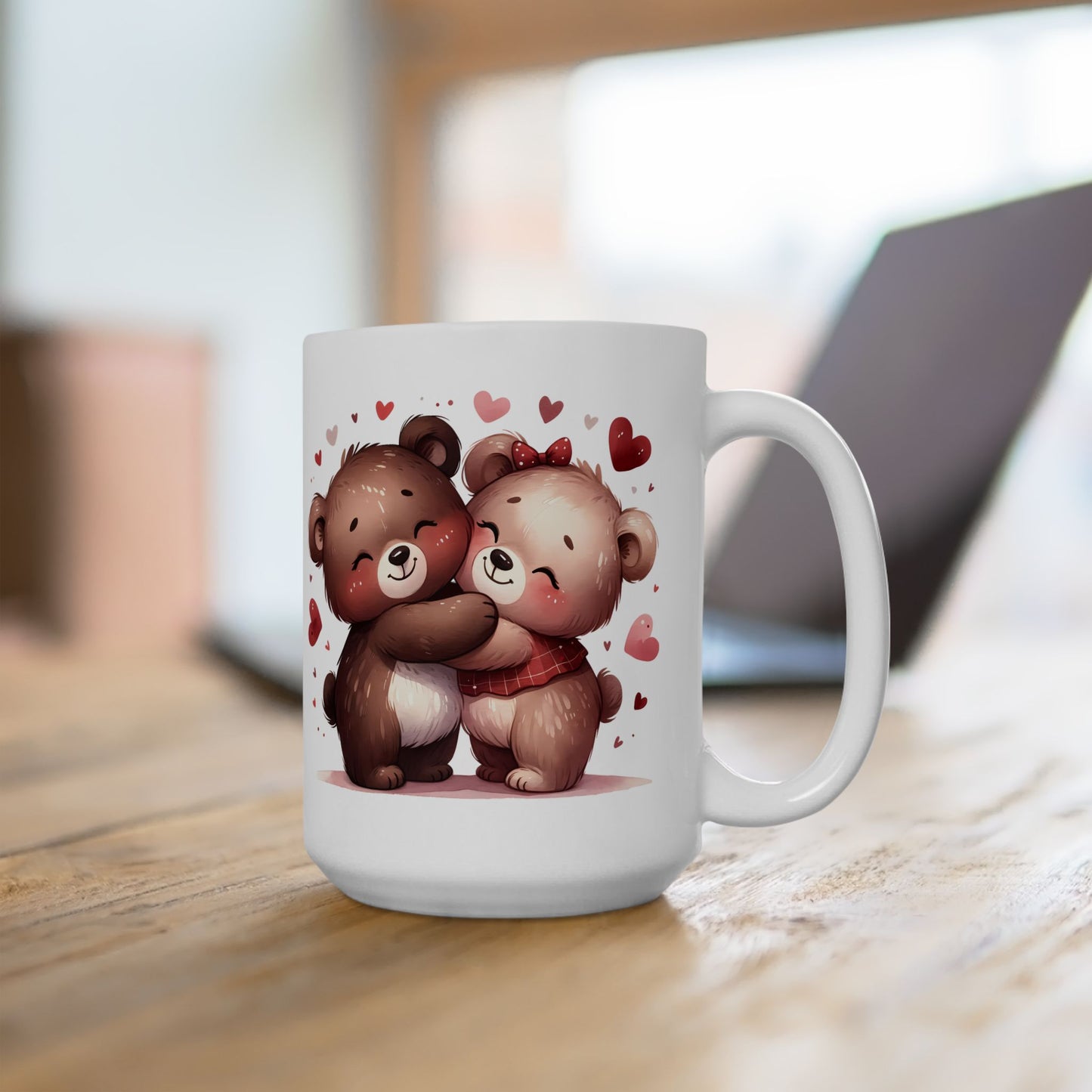 Cute Bear Love Ceramic Mug - Adorable 11oz & 15oz Heart Design