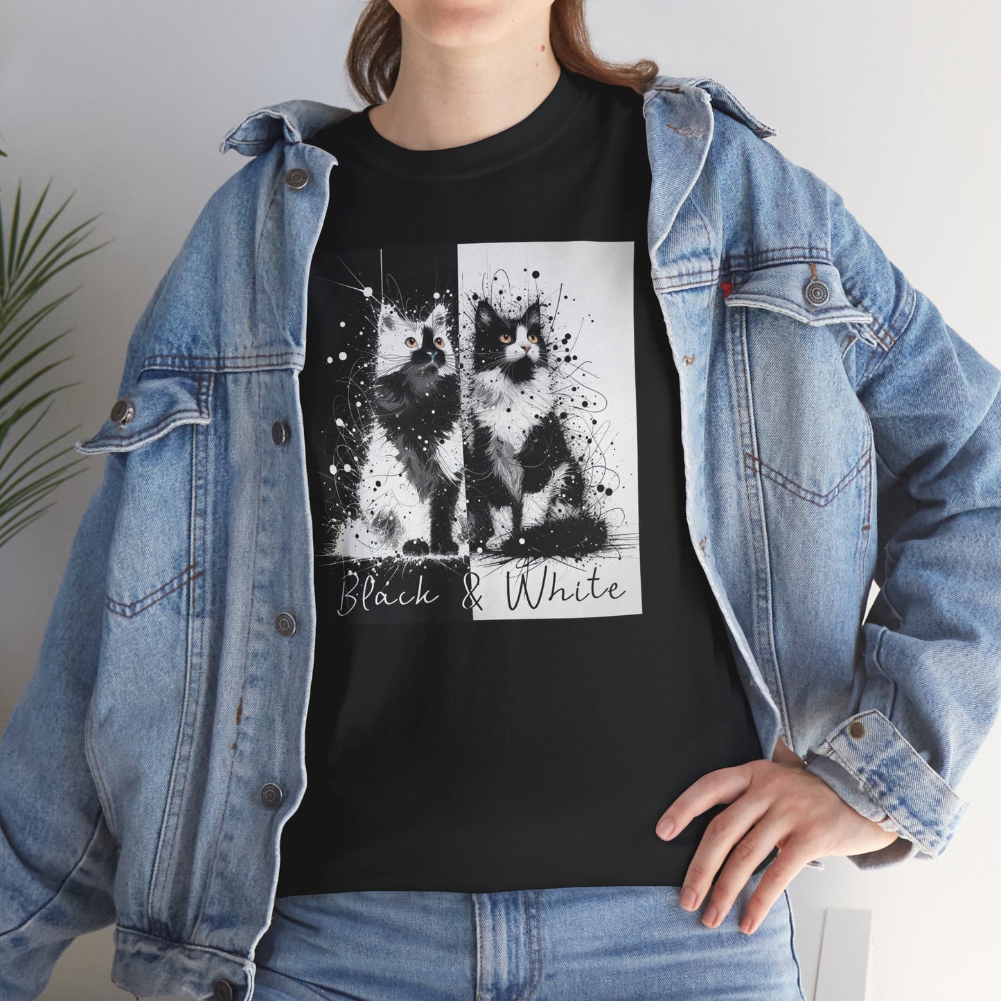 Black & White Cats Unisex Heavy Cotton Tee