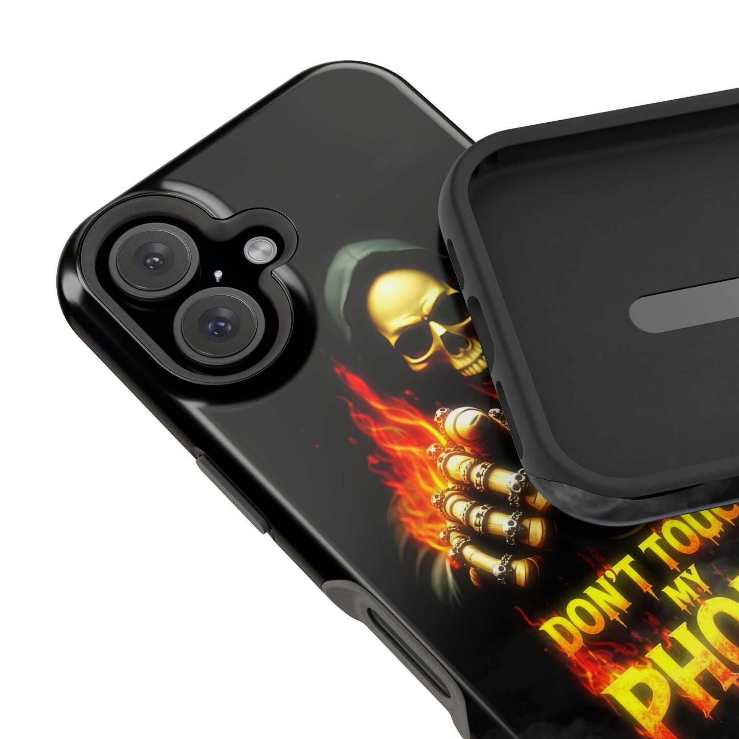 Skull Design Impact-Resistant iPhone Case, Don't Touch My Phone