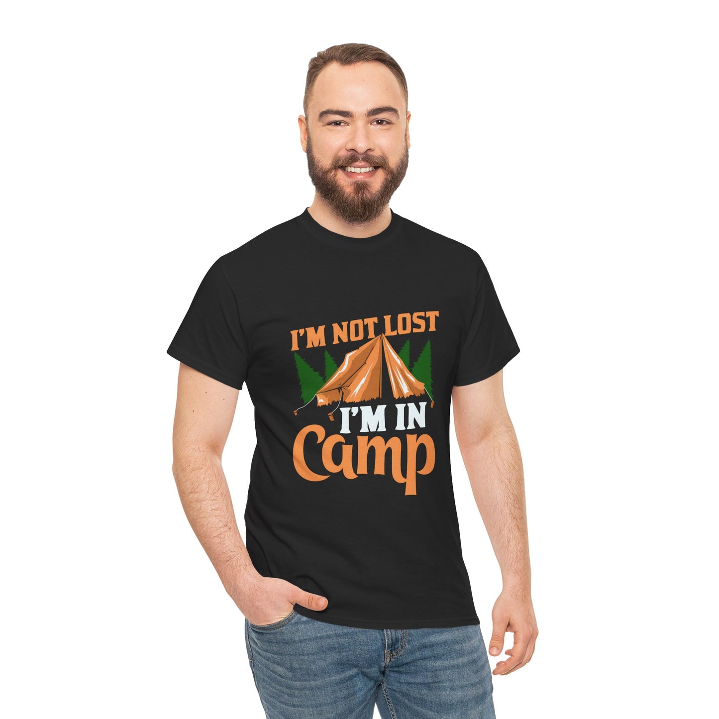 I'm Not Lost, I'm in Camp Unisex Heavy Cotton Tee - Perfect for Camping Lovers