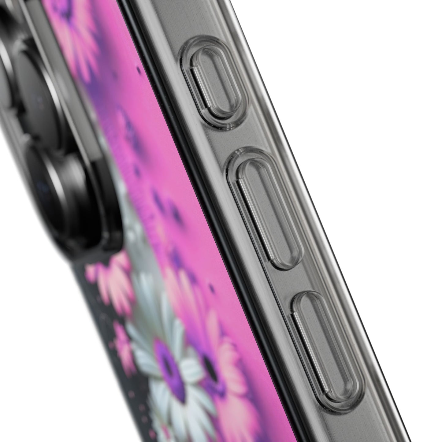 Floral Clear Phone Case – Pink Flower Design