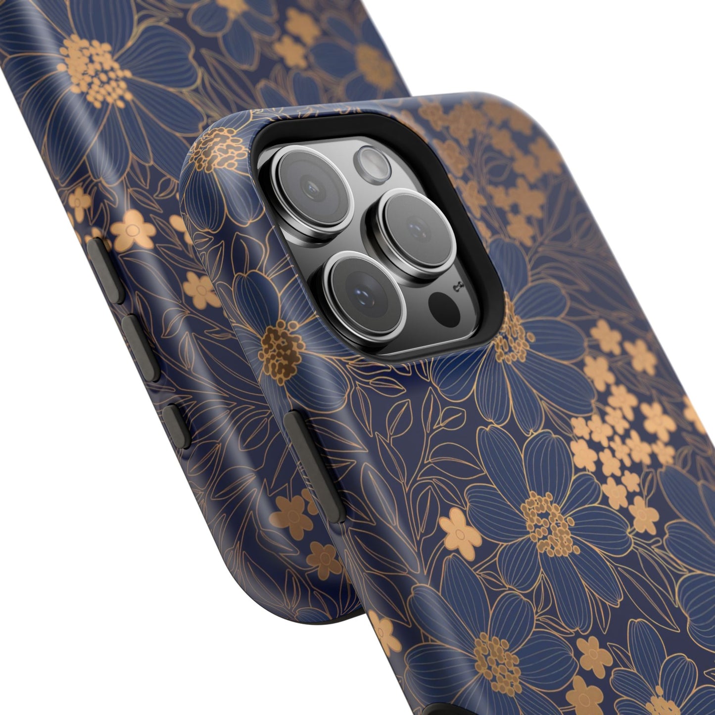 Luxury Serial Magnetic Phone Case, Golden Floral