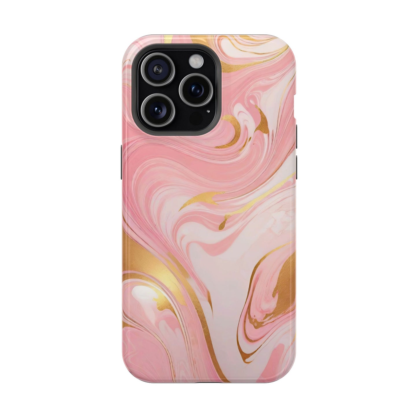 Stylish Magnetic Phone Case, Pink Marble Protective Cover
