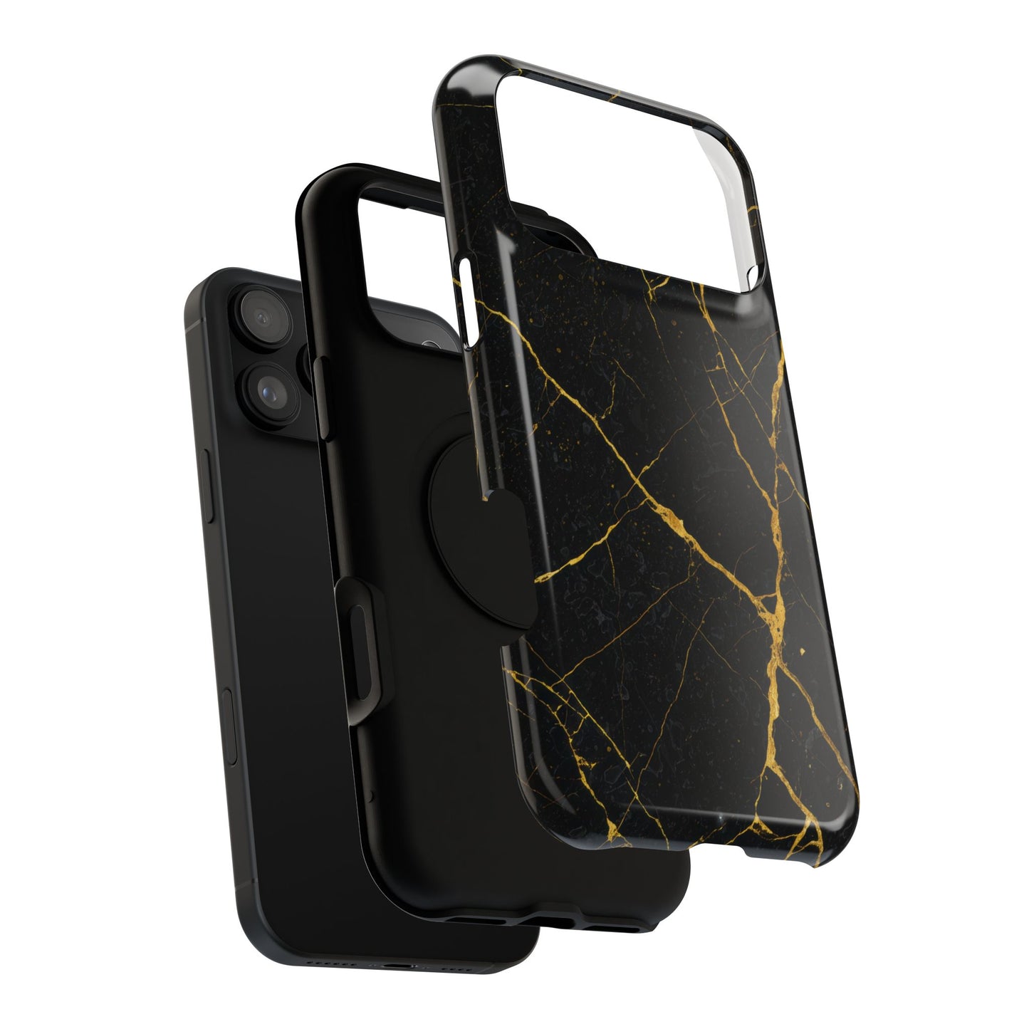 Luxury Black Marble Impact-Resistant iPhone