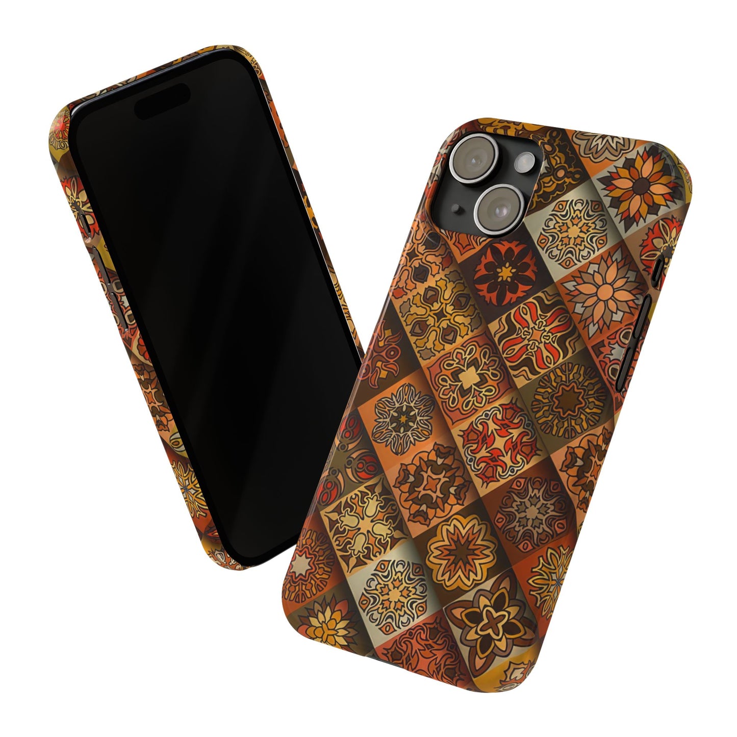Aztec Geometric Slim Case, Boho Orange