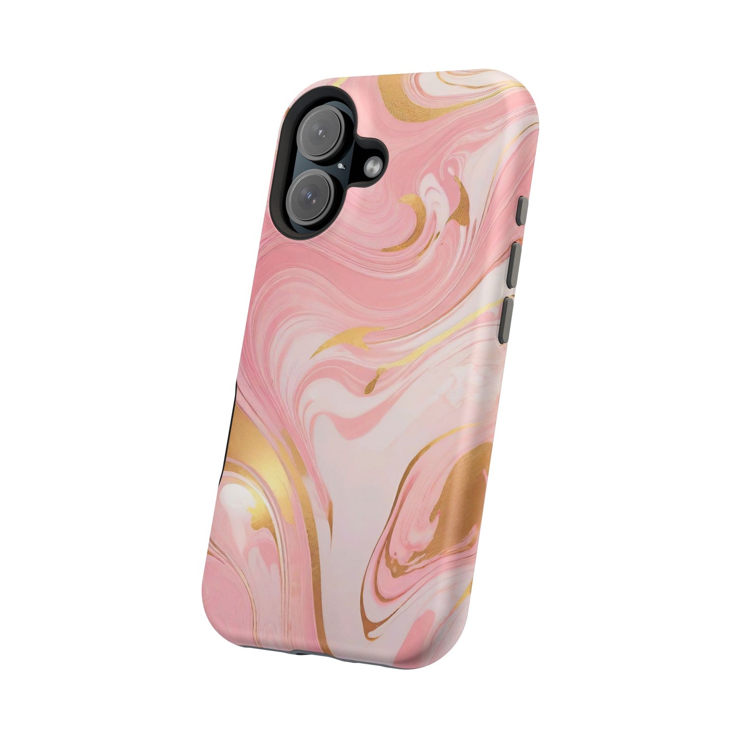 Stylish Magnetic Phone Case, Pink Marble Protective Cover