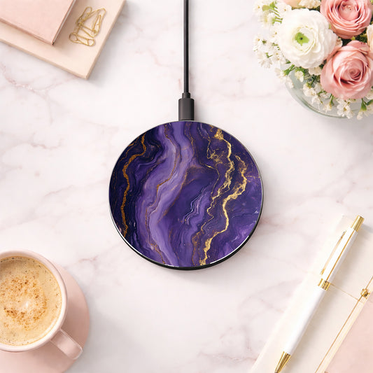 Purple Gold Marble Wireless Charger