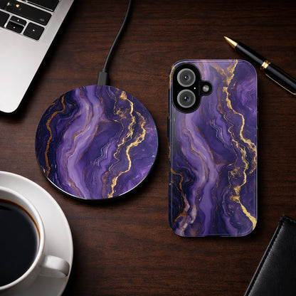 Purple Gold Marble Wireless Charger