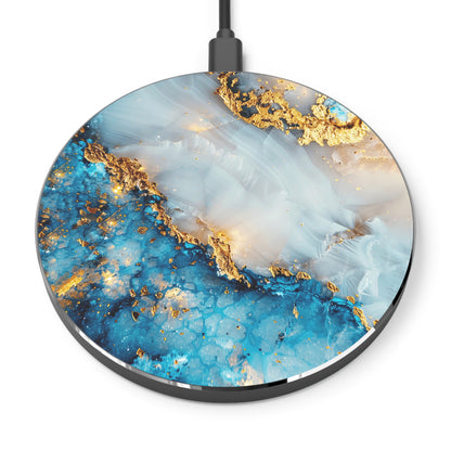 Blue Gold Marble Wireless Charger