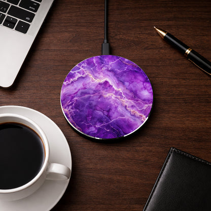 Purple Marble Wireless Charger – Fast Qi Phone Charging Pad