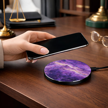 Purple Marble Wireless Charger – Fast Qi Phone Charging Pad