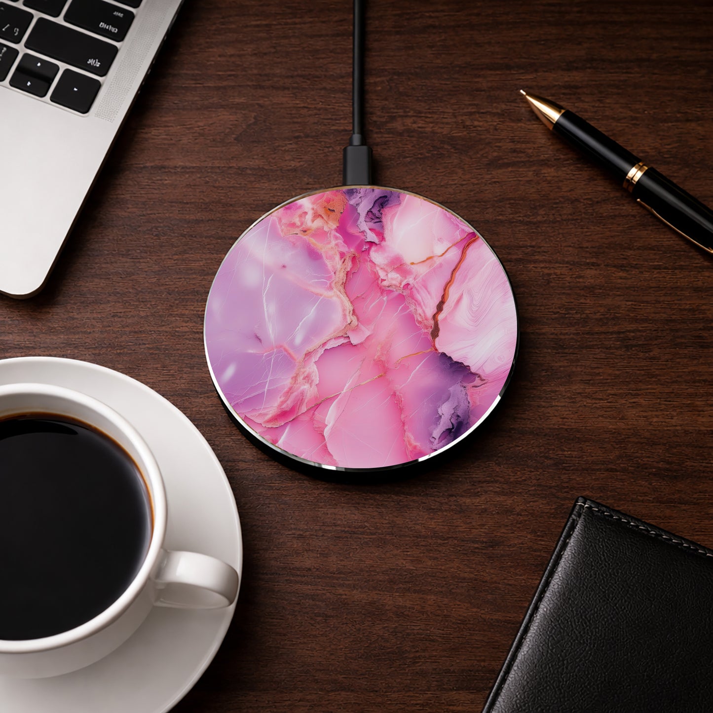Blush Agate Wireless Charger — Fast Qi Charging Pad for Phones
