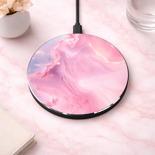 Pink Marble Wireless Charger — Stylish Fast Qi Charging Pad