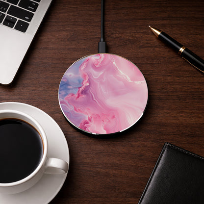 Pink Marble Wireless Charger — Stylish Fast Qi Charging Pad