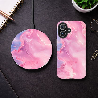 Pink Marble Wireless Charger — Stylish Fast Qi Charging Pad