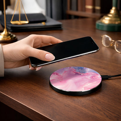 Pink Marble Wireless Charger — Stylish Fast Qi Charging Pad