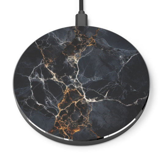Black Marble Wireless Charger — Fast Qi Charging Pad