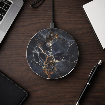 Black Marble Wireless Charger — Fast Qi Charging Pad