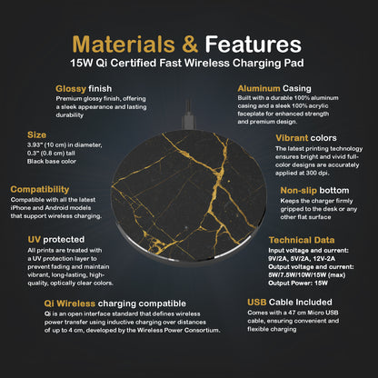 Black & Gold Marble Wireless Charger