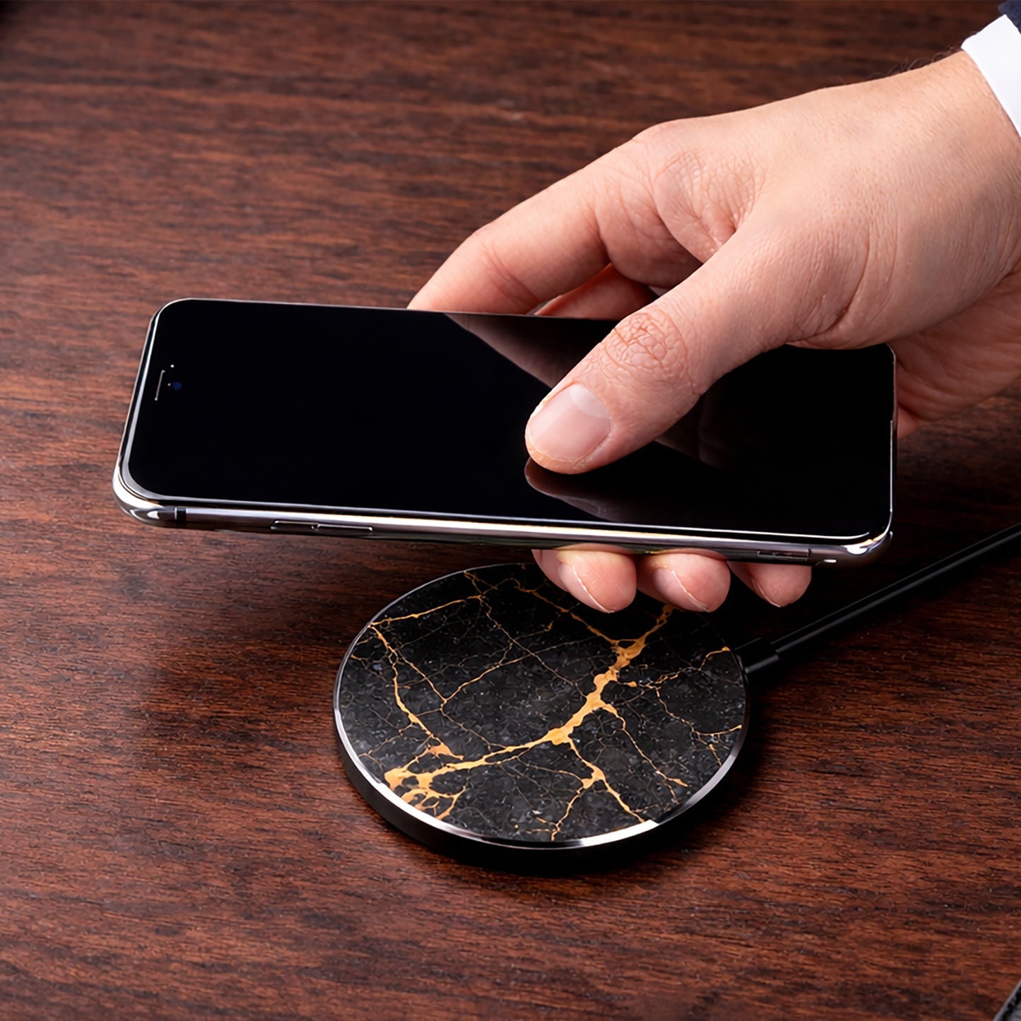 Black & Gold Marble Wireless Charger
