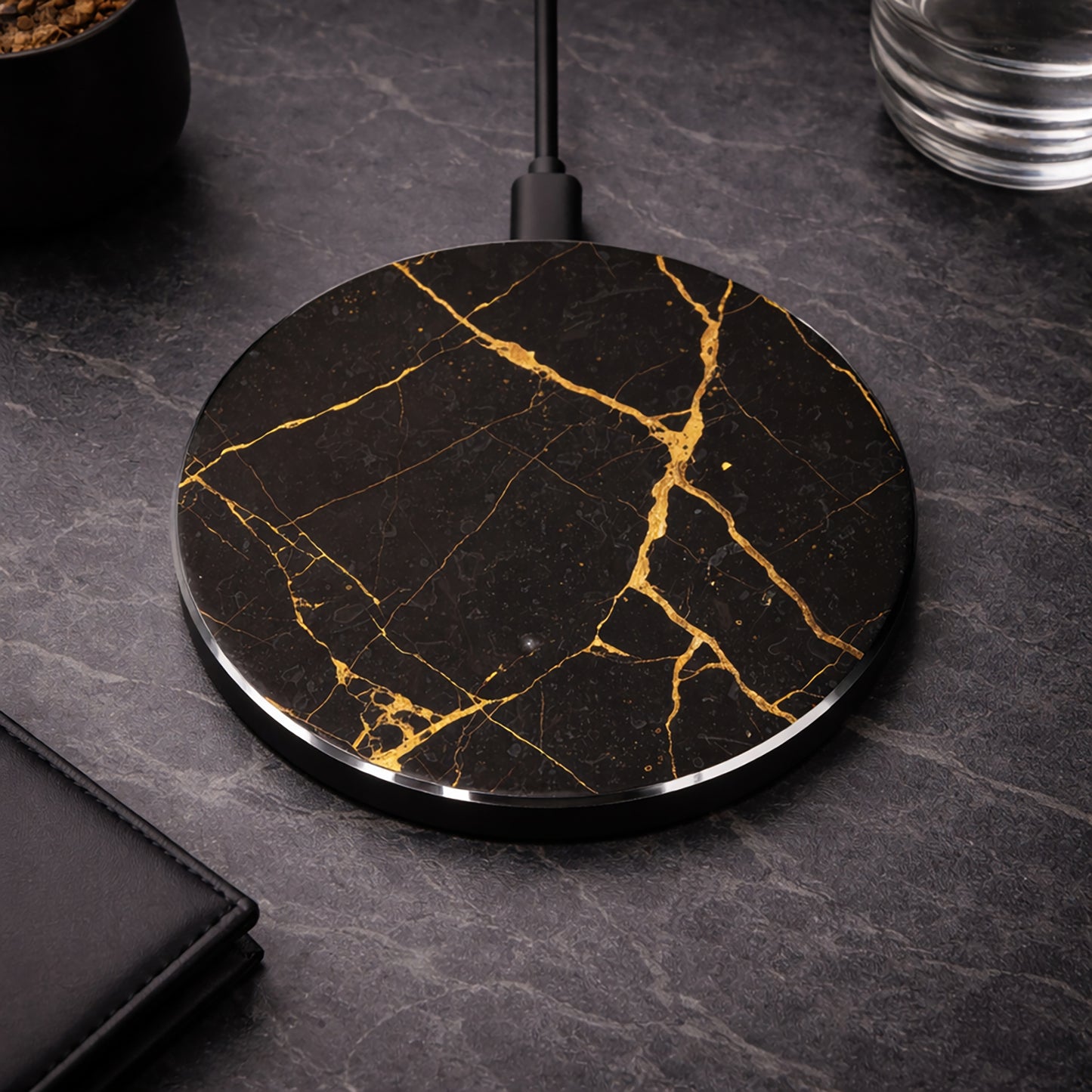 Black & Gold Marble Wireless Charger