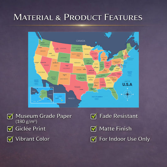 USA Map States and Capitals Posters
