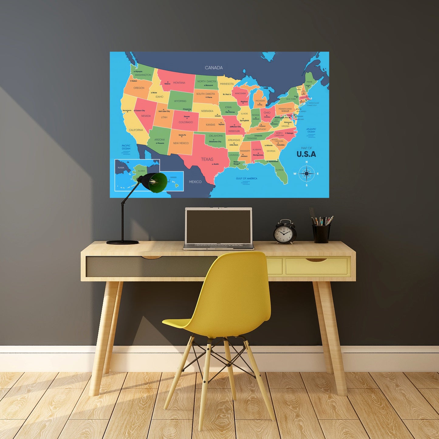 USA Map States and Capitals Posters