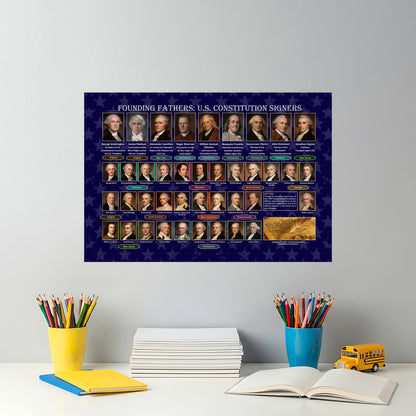 Founding Fathers Poster — U.S. Constitution Signers Rolled History Print