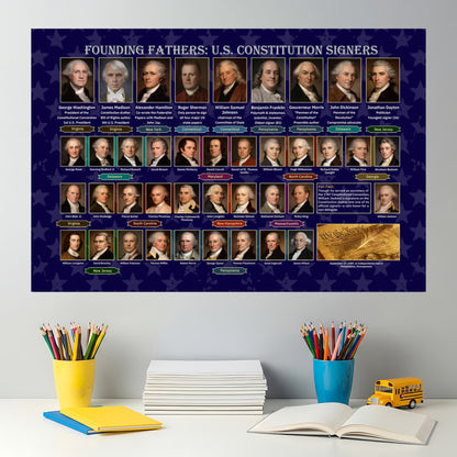Founding Fathers Poster — U.S. Constitution Signers Rolled History Print