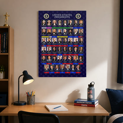 United States Presidents Poster — Rolled Historical Portraits Wall Art