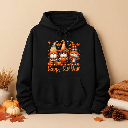 Fall Gnome Hoodie - "Happy Fall Y'all" Pumpkin Autumn Sweatshirt