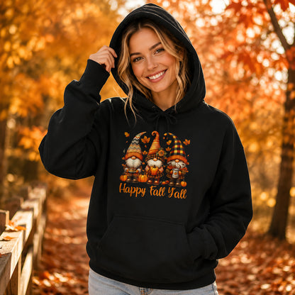Fall Gnome Hoodie - "Happy Fall Y'all" Pumpkin Autumn Sweatshirt