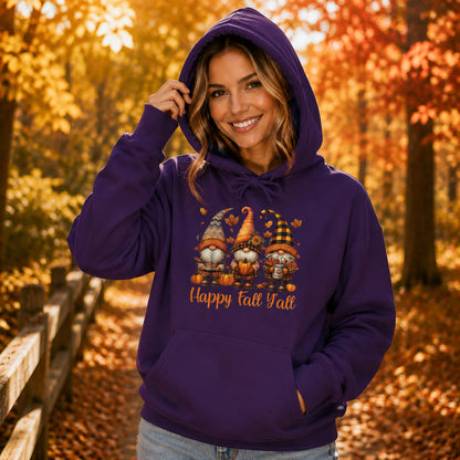 Fall Gnome Hoodie - "Happy Fall Y'all" Pumpkin Autumn Sweatshirt