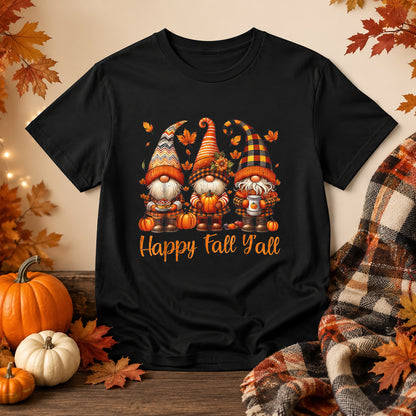 Fall Gnomes T-Shirt — "Happy Fall Y'all" Autumn Tee