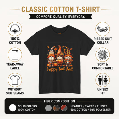 Fall Gnomes T-Shirt — "Happy Fall Y'all" Autumn Tee
